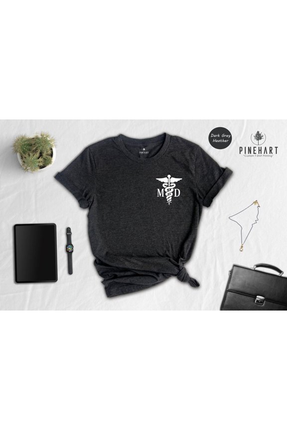 Medical Doctor Tee Caduceus Design Unisex Shirt EcoFriendly Fabric Digital Ink Medical Sym