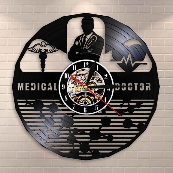Medical Doctor Vinyl Wall Clock,Vinyl Record Clock Wall Art Black Handmade Art Home Unique Gift idea