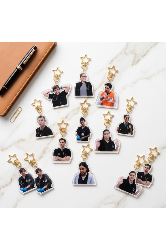 Medical Drama Character Funny Reaction Acrylic Keychain Humorous Fan Gift Bag Charm, random 1 pack