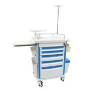 Medical Emergency Vehicle Mobile Anesthesia Cabinet Cart Medication ABS Storage Trolley with Drawer Infusion Stand and Wheels