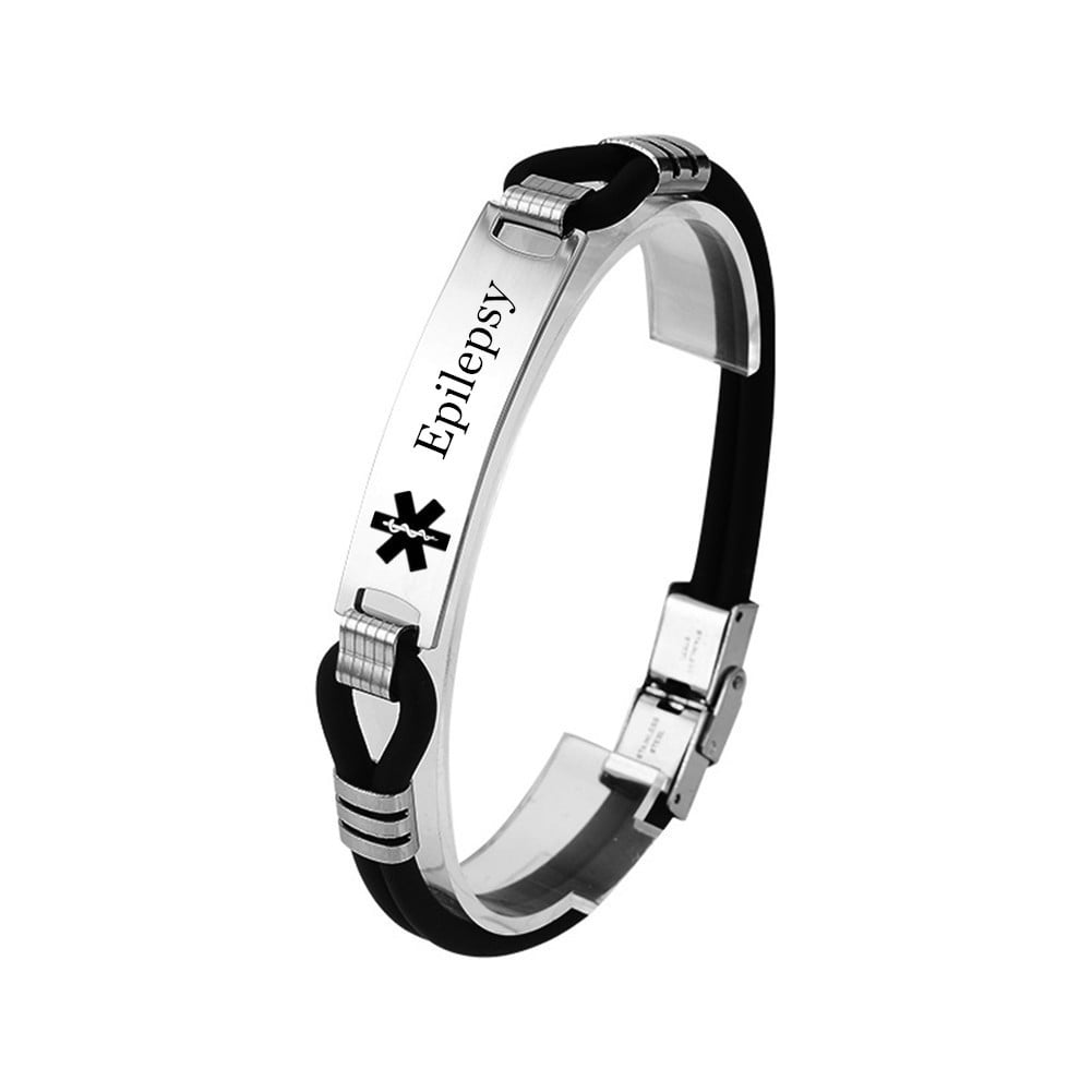 Personalized Men Medical Alert ID Bracelets Emergency Survival Wristband  Bangle | eBay
