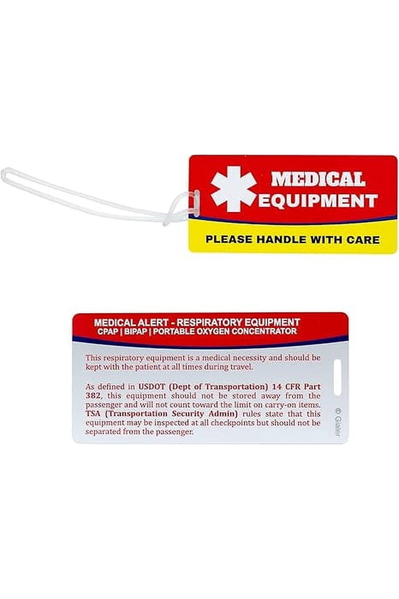 Medical Equipment Luggage Tag, Medical Equipment ID Identification Luggage Tag Medical Alert Bag Tag Travel Supplies (2.1" X 4.5", Medical Equip - Red) Gialer