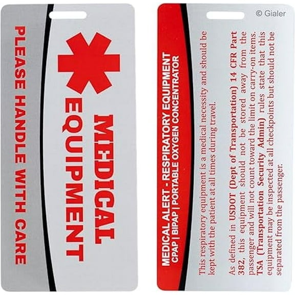 Medical Equipment Luggage Tag, Medical Equipment ID Identification Luggage Tag Medical Alert Bag Tag Travel Supplies (2.1" X 4.5", Medical Equip - White) Gialer