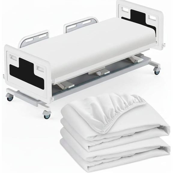 Medical Fitted Sheets Set of 2 Breathable, Durable & Soft Hospital Bed Fitted Sheets, Easy-to-Clean Patient Sheets for Healthcare Use, Size: 84" x 36"