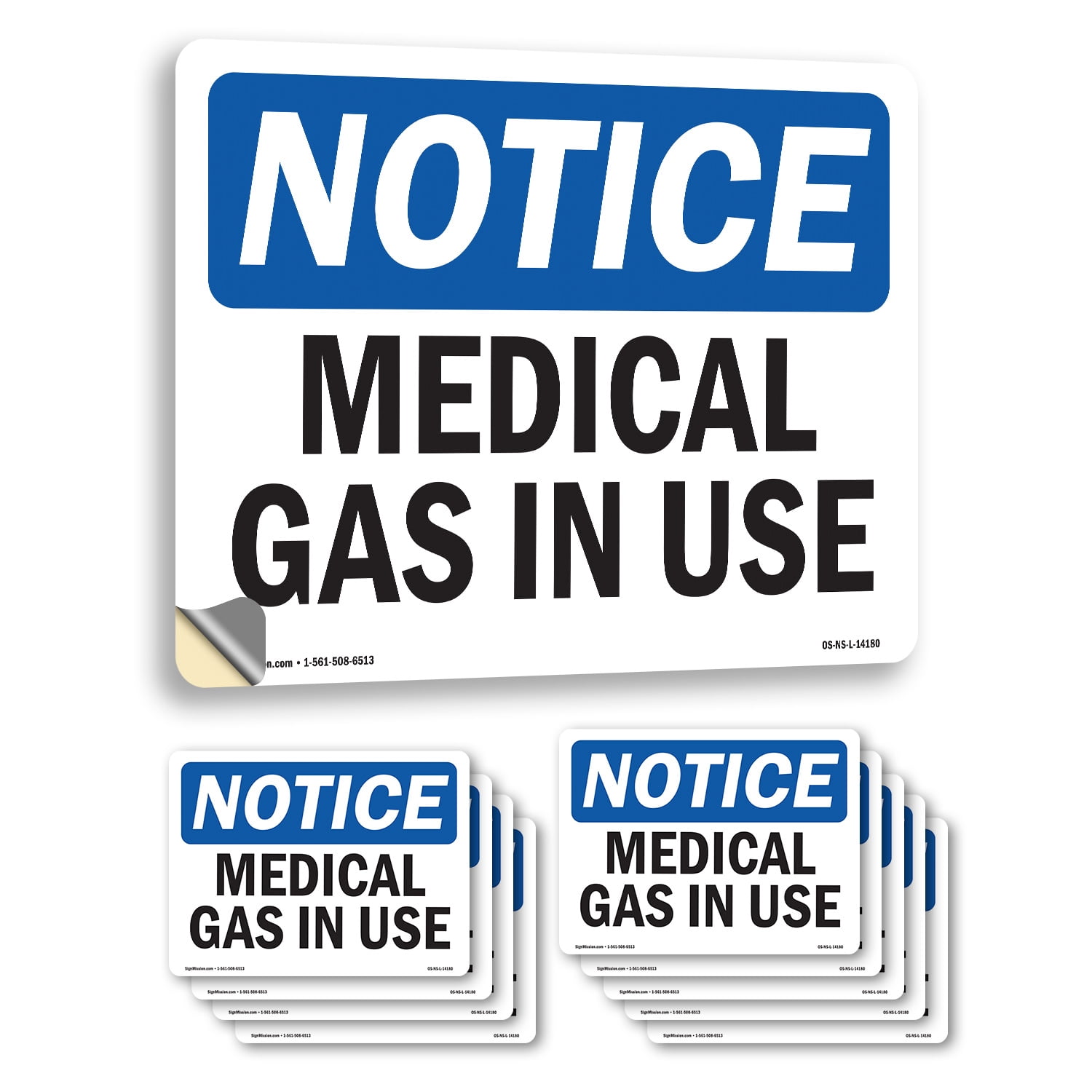 Medical Gas In Use OSHA Notice Vinyl Decal Label 10 Inch x 7 Inch - 10 ...