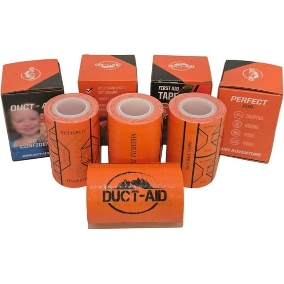 Duct-Aid First Aid Kit Medical Tape, Adhesive bandaids for Emergency Care and Wound Care for Emergency Care and Wound Care, 10ft 4-pack