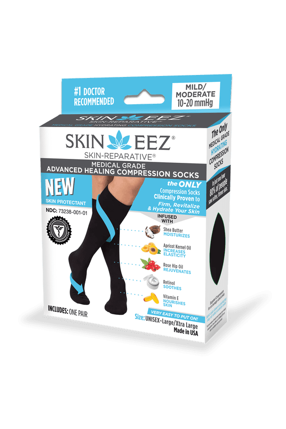 Skineez Medical Grade Advanced Healing Compression Socks 10-20mmHg, Mild/Medium
