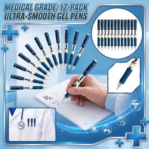 Medical-Grade Click Ballpoint Pens , 12-Pack Portable Fine Tip Pens For Nurses Medical Staff And Daily Office Writing Tasks