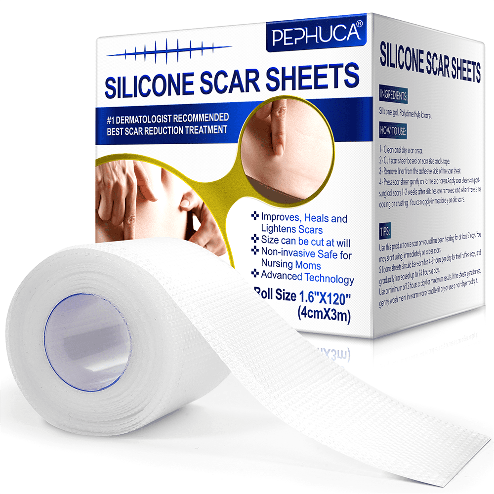 Medical Grade Silicone Scar Sheets - 1.6 x 120 Reusable Silicone Tape  Roll for Acne, Keloid, Burn, C-Section & Surgical Scar Treatment, Painless  Removal, 6-8 Month Supply by SEFUDUN 