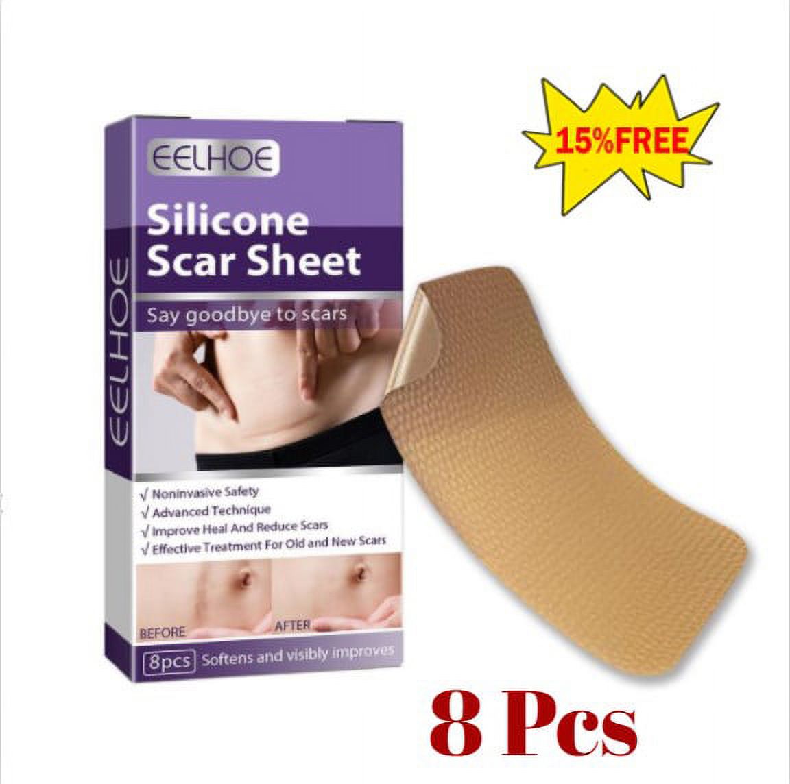 Medical Grade Silicone Small Scar Sheet 1.4x3 inches (8 Counts), for