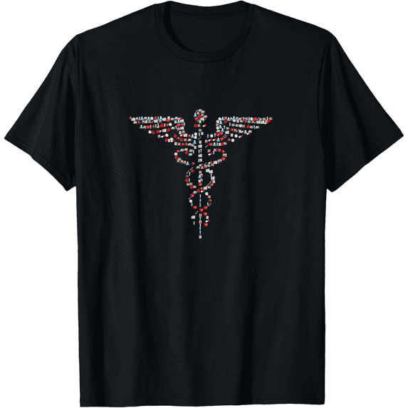 Medical Health Caduceus Design Graphic Mens T-Shirt Tee100% cotton