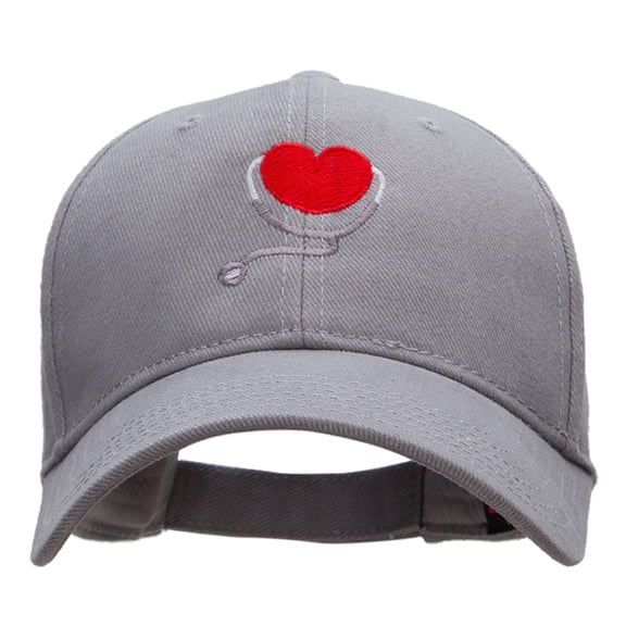 Medical Heart Embroidered Denim Cotton Twill Cap - Grey OSFM