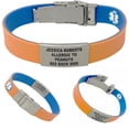 thumbnail image 1 of Medical ID Bracelets: Blue Or Orange Reversible Sport Slim Hypoallergenic Waterproof Silicone Medical Bracelet Laser Engraved Free Standard Shipping Medical Alert Wallet Card included, 1 of 9