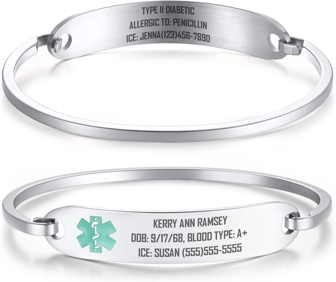 Medical Id Bracelet For Women : Free Engraving Stainless Steel Medical ...