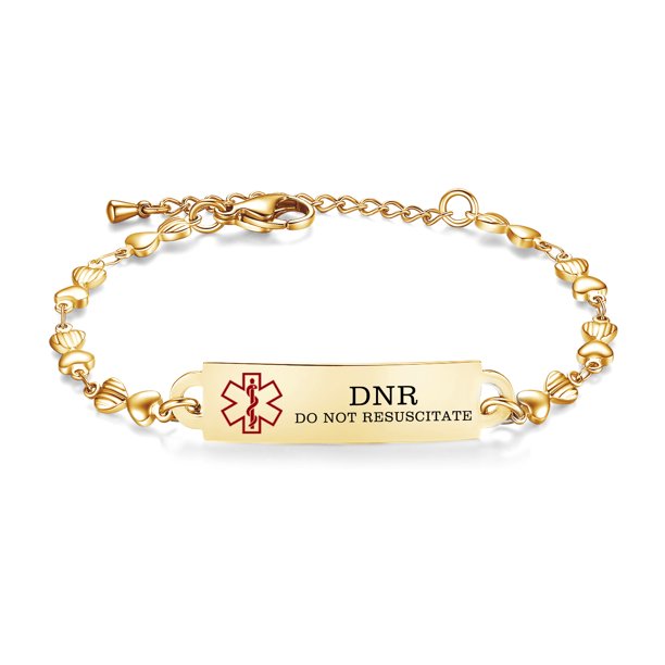 Medical Id Bracelets for Women Heart Chain Medical ID Bracelets 6.58