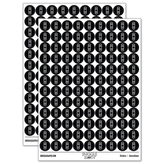Medical Injury Bandage 200+ Round Stickers - Black - Gloss Finish - 0.50" Size