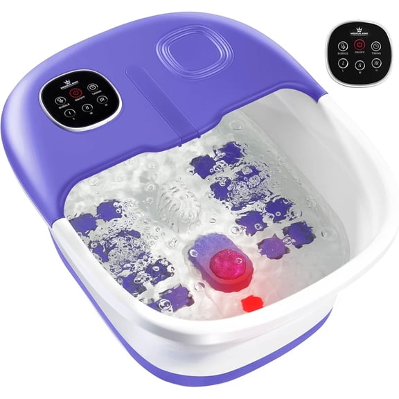 Medical King 1-Stage Foot Massager with Heat, Jets, Vibration, Remote Control, Pumice Stone, Purple