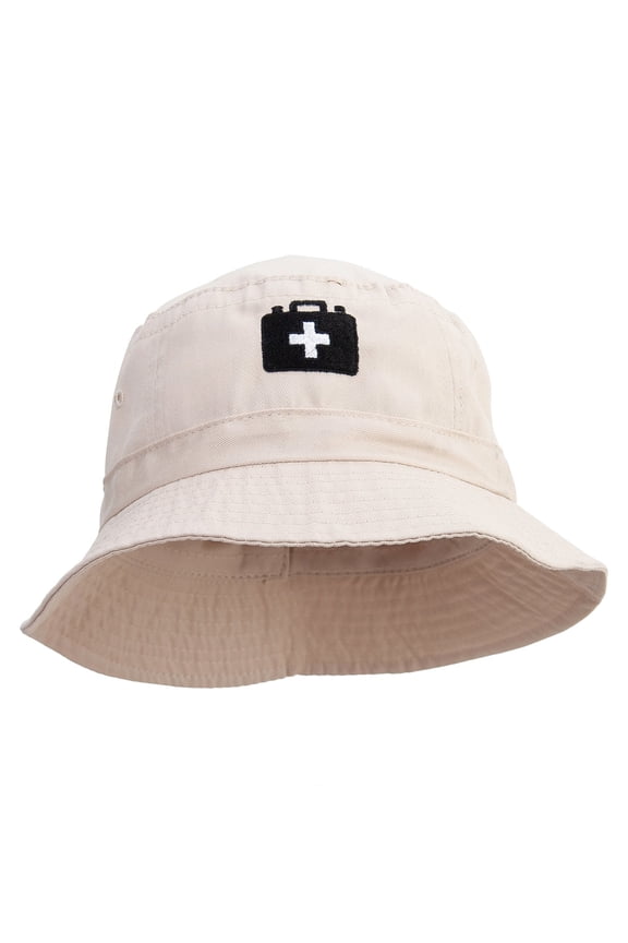 Medical Kit Embroidered Pigment Dyed Bucket Hat - Khaki OSFM