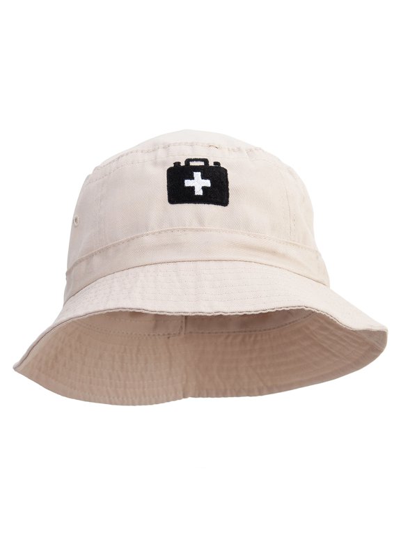Medical Kit Embroidered Pigment Dyed Bucket Hat - Khaki OSFM