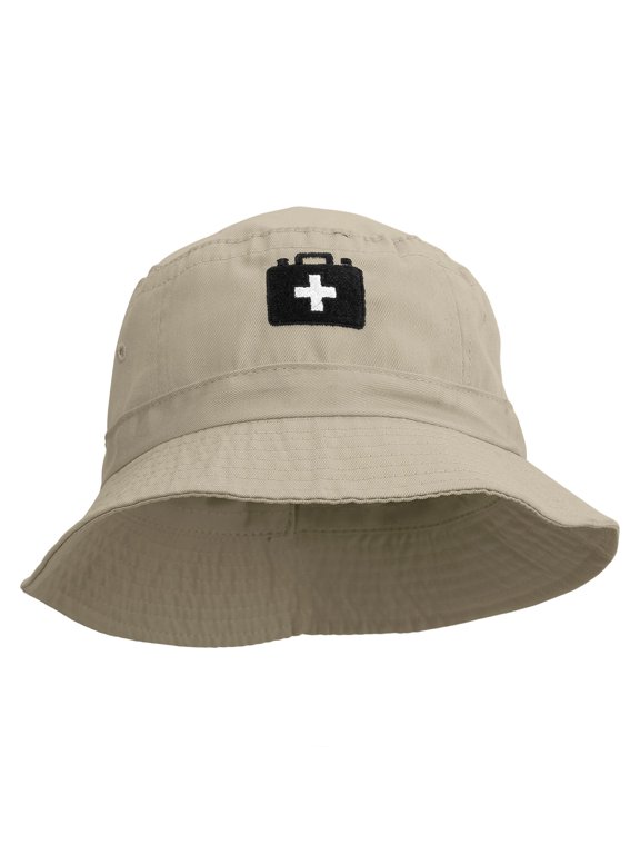 Medical Kit Embroidered Pigment Dyed Bucket Hat - Natural OSFM