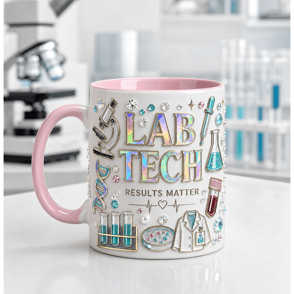 Medical Lab Tech Mug 3D Effect, Results Matter Coffee Cup for Lab Worker Gift