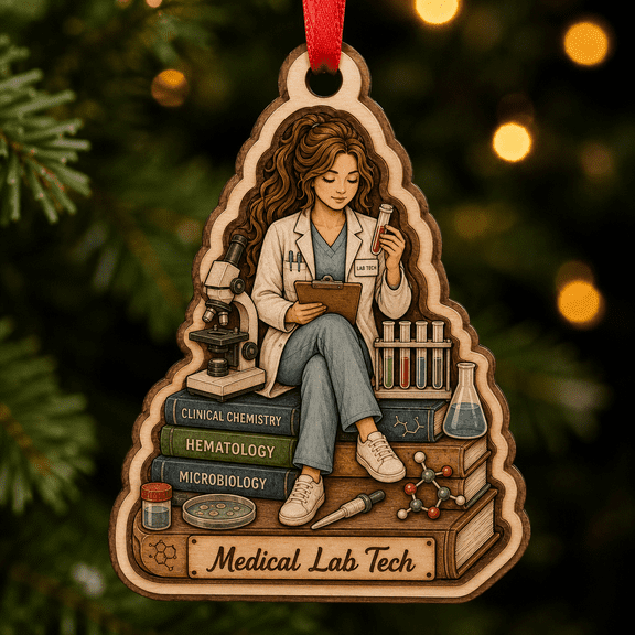 Medical Lab Technician Wood Ornament 2-Layered Laboratory Gift for Lab Tech
