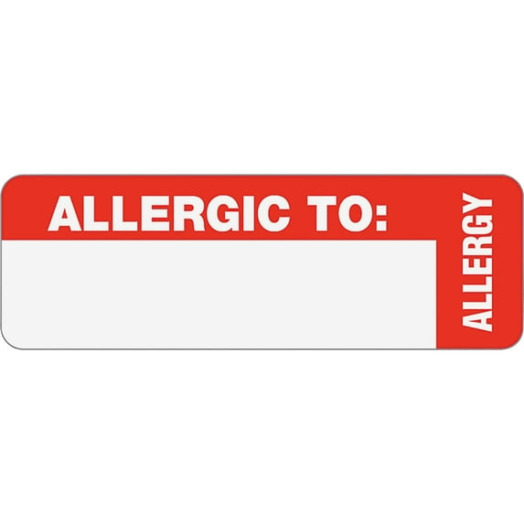 Medical Labels, Allergic To, 1 X 3, White, 500/roll | Bundle of 5 Rolls