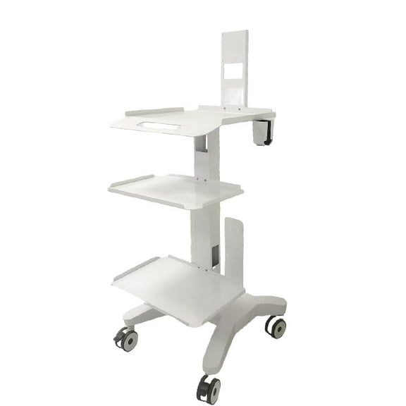 Medical Laptop Workstation Cart with Wheels, Adjustable Height Rolling Lab Trolley with Scanner Holder - Sturdy Mobile Computer Desk for Dental Clinics, Hospitals, Offices & Medical Labs (KSJ001)