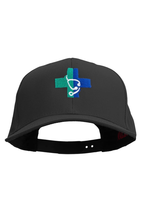 Medical Logo Embroidered Solid Cotton Twill Pro Style Cap - Black OSFM