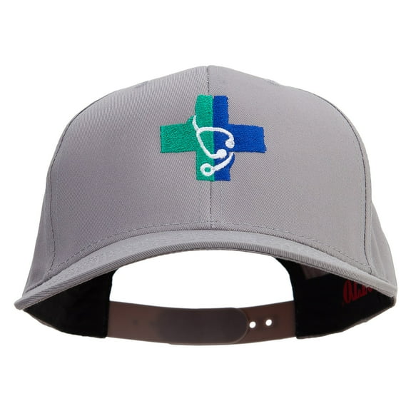 Medical Logo Embroidered Solid Cotton Twill Pro Style Cap - Grey OSFM
