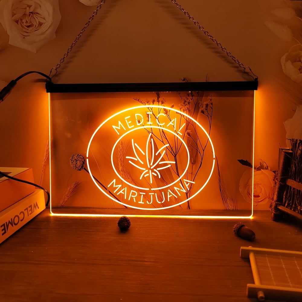 Medical Marijuana Hemp Leaf Sold Here Bar Vintage LED Neon Sign-Posters ...