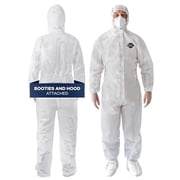 Medical Nation Disposable Hazmat Suit, Heavy Duty Coveralls with Hood and Boots, White, 3XL