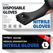 Medical Nitrile Exam Gloves, 4.5 Mil Powder-Free Latex-Free Disposable Food-Safe Cooking Cleaning, Black 100Pcs