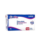 Medical Nitrile Examination Gloves Blue Disposable Large 100 Count Care Plus