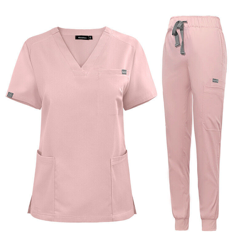 Medical Nurse Dental Scrub Uniform Women Men Scrub Set Jogger Pants 3