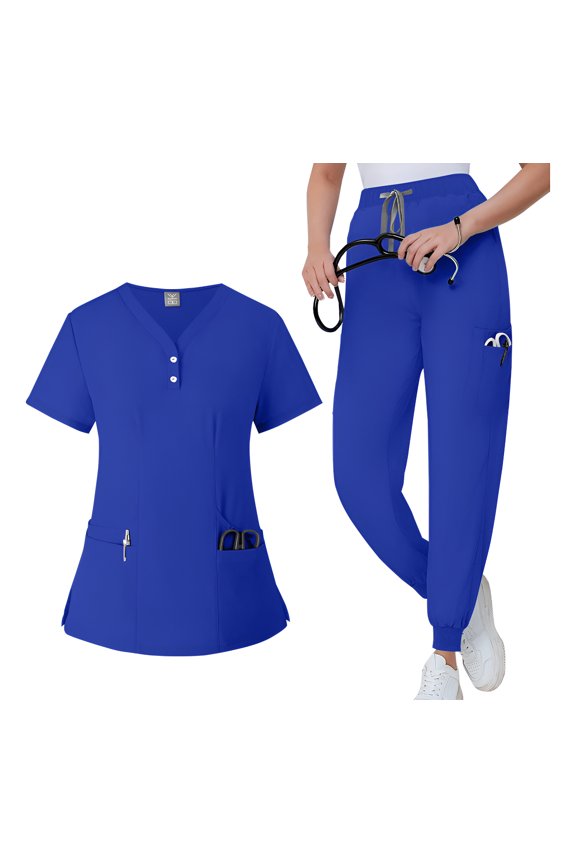 Medical Nurse Work Uniforms Doctor Surgical Uniforms Unisex Scrubs with Pockets