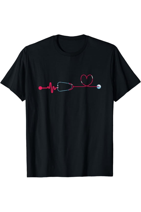 Medical Nursing Heart Stethoscope Heartbeat Nursery Nurse T-Shirt