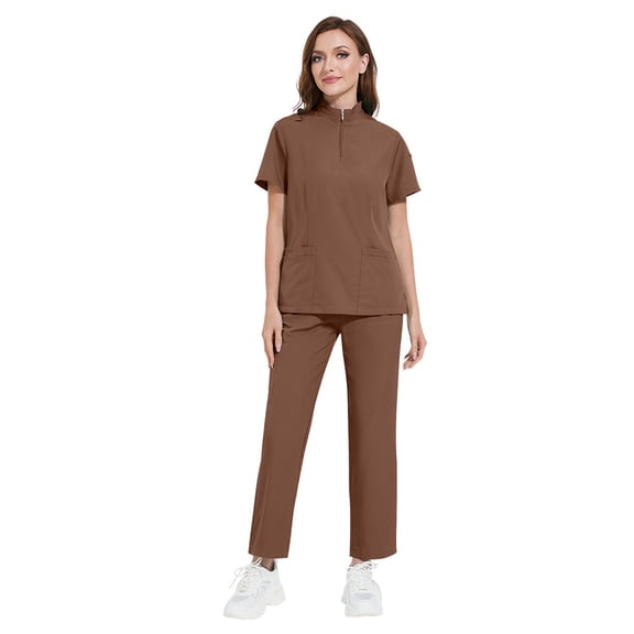 Medical Nursing Uniforms Set Nurse Uniforms Set Mao-neck Zipper Shirt Unisex
