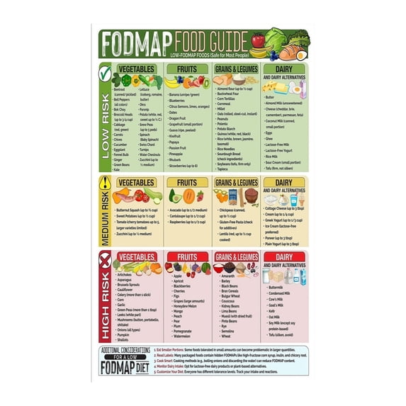 Food Map Reference Medical Office Reference Low FODMAP Diet Chart Food List Poster ...