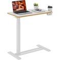 thumbnail image 1 of Medical Overbed Adjustable Bedside Table with Hidden Casters, Pneumatic Mobile Rolling Laptop Standing Desk with Tray for Home and Hospital Use, White, 1 of 7