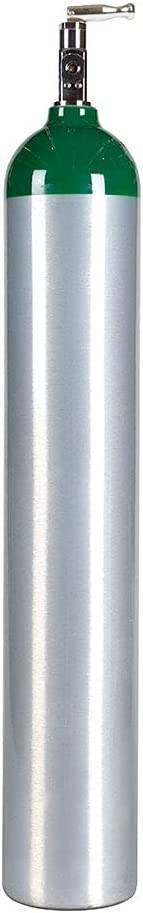 Medical Oxygen Cylinder with CGA870 Toggle VALVES - E Size 24.1 cf. (ME), Aluminum Green