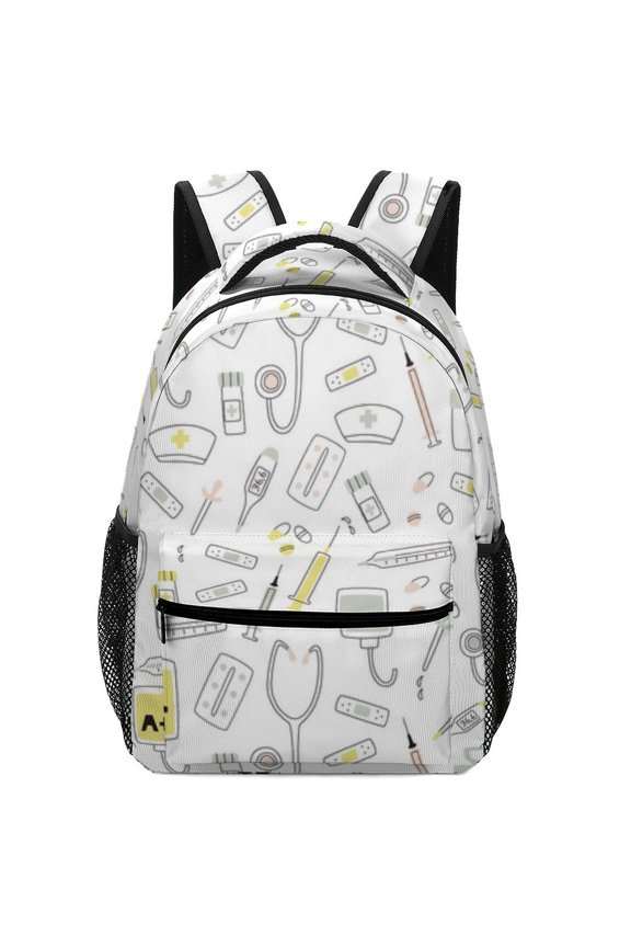 Medical Pattern Cute Pastel Oxford Backpack Lightweight Adjustable Outdoor Daily