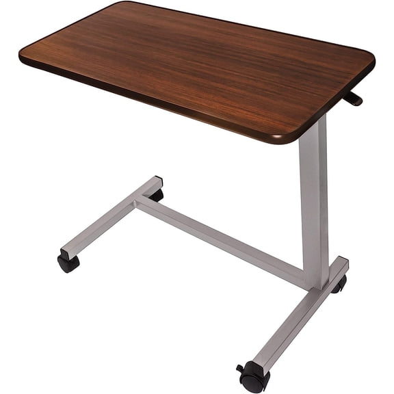 Medical Pneumatic Adjustable Overbed Bedside Table With Wheels (Hospital and Home Use)