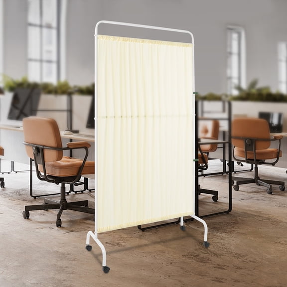 Medical Privacy Screen, 1 Panel Room Divider with Wheels  35.4" x 70.9"  4 Locking Casters  Connectable  for Clinic, Hospital, Spa  Beige