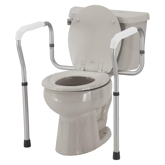 Medical Products Toilet Rails & Frame, Handrails for Toilet Seat, Safety Support Frame for Bathroom Toilet, Quick and Easy Installation, Grey (8200-R)