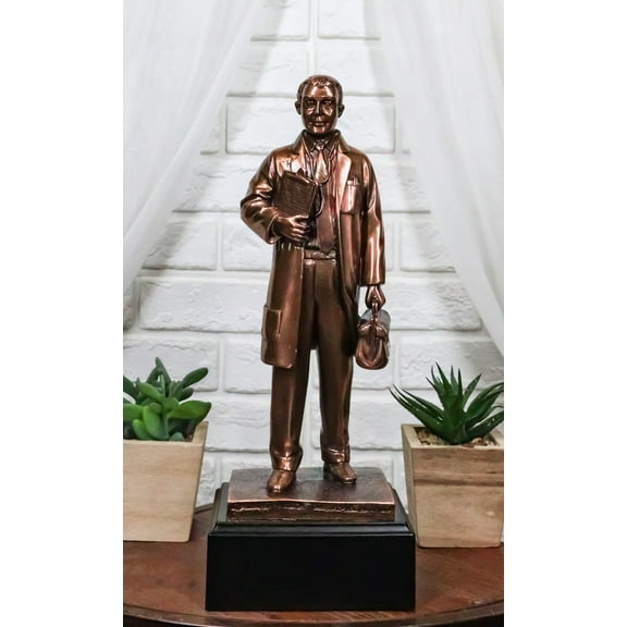 Medical Professional Physician Male Doctor Bronzed Resin Statue With Base Stand