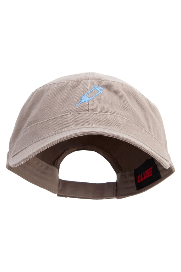 Medical Rescue Needle Embroidered Garment Washed Adjustable Army Cap - Khaki OSFM