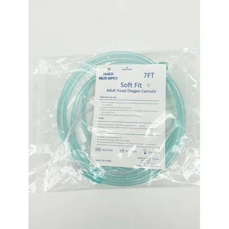 Medical Sales Supply 7ft Adult Flexible Tip Soft Nasal Oxygen Cannulas Green - Box of 10