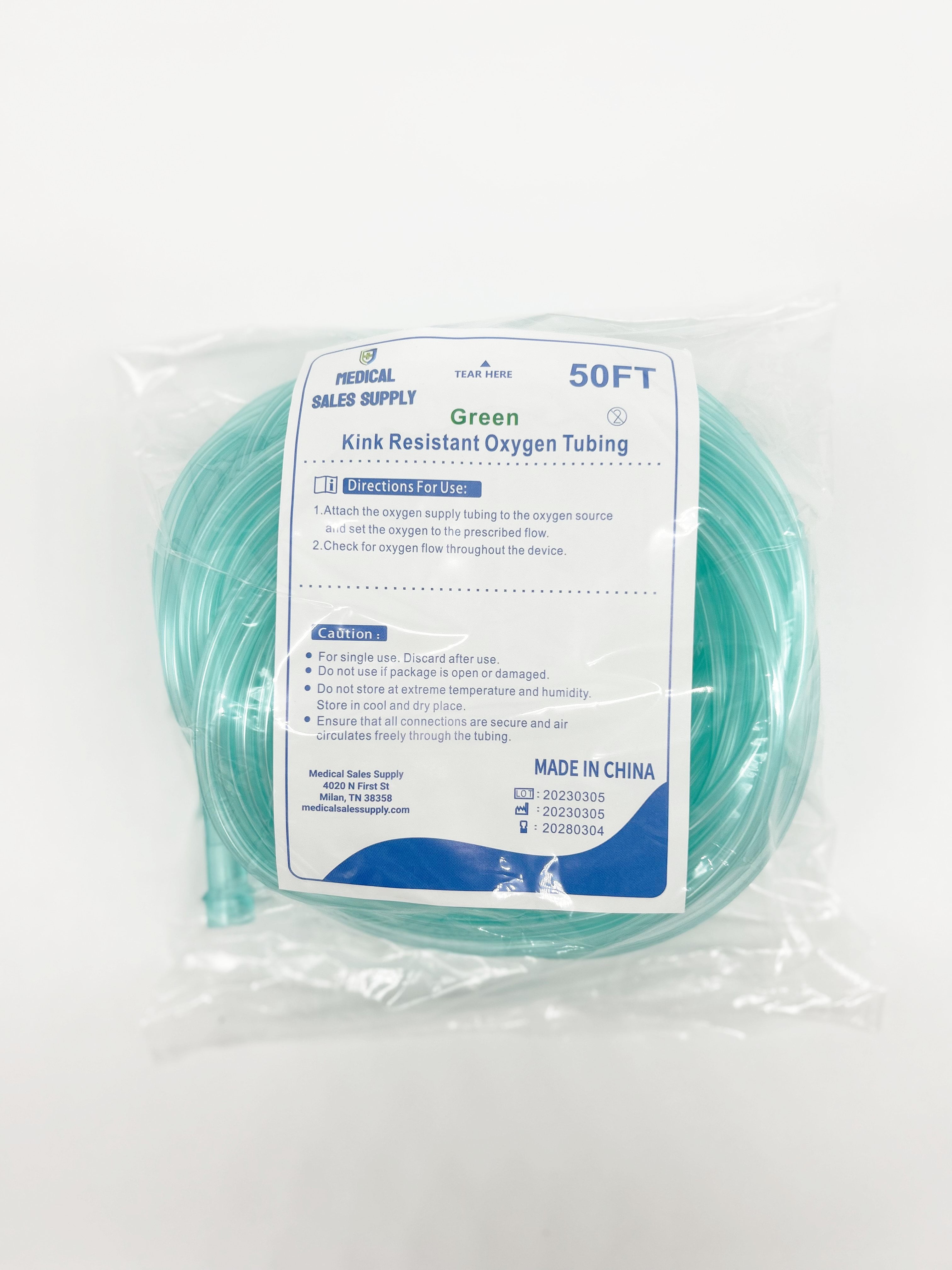 Medical Sales Supply Crush Resistant Oxygen Tubing - 50'(50 FT) Green - 1  Each 225011