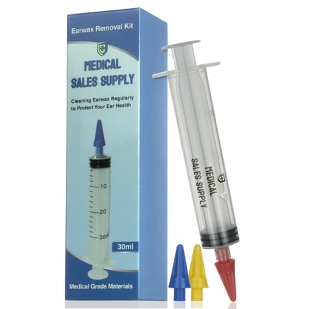 Medical Sales Supply Ear Wax Removal Syringe - Safe and Effective Home Ear Cleaning Kit with Three Family Tips